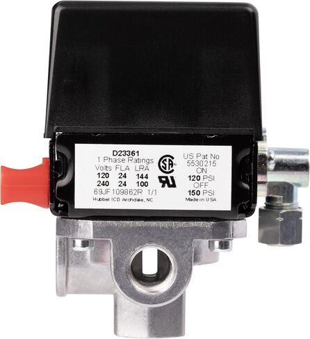 D23361 Pressure Switch 4-Port 120-150 PSI 2-Pole 120-240V Compatible with Craftsman, DeVilbiss, and Porter Cable Air Compressor Units in Kuwait