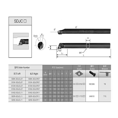 Indexable Lathe Carbide Insert 1PCS S16Q-SDJCR11 Alloy Steel Boring Bar Screw Type Internal Turning Tool Holder in Kuwait