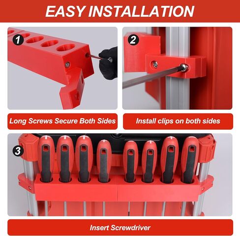 SWER 8-Slot Screwdriver Holder Compatible with Milwaukee PACKOUT Side Rails | Free up toolbox space and keep 8 screwdrivers ready to grab; dual adjustable holders secure to PACKOUT rails with M4 screws in Kuwait