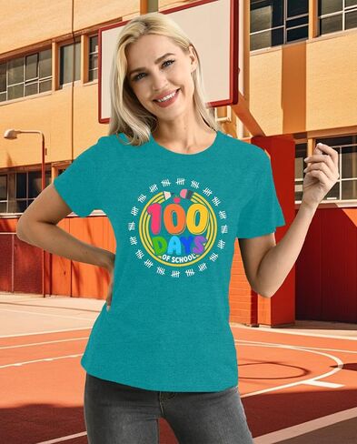 تي شيرت نسائي 100 يوم من المدرسة تي شيرت للمعلم 100 يوم in Kuwait