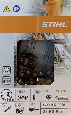 STIHL 23RS 68 Rapid Super Chainsaw Chain Fits 18" Bar .325 Pitch .050 Gauge 68DL | Stihl 18" Chainsaw Chain Loop (23RSP 68 Drive Links) 3690 002 0068 in Kuwait