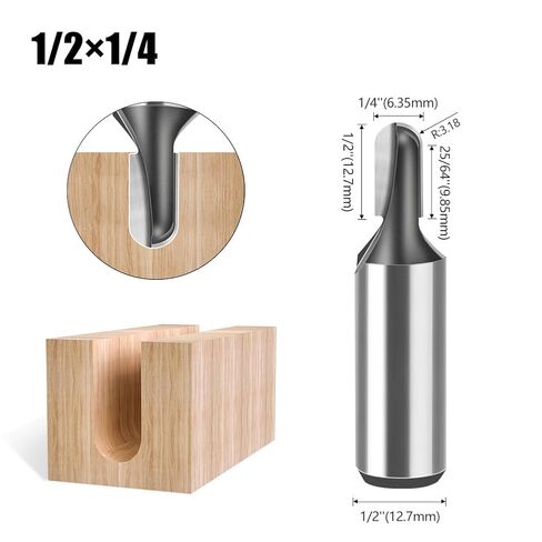 4PCS Round Nose Router Bits Core Box Router Bit Set with 1/2“ Shank Cutting Diameter:1/4" 5/16" 3/8" 3/4". in Kuwait