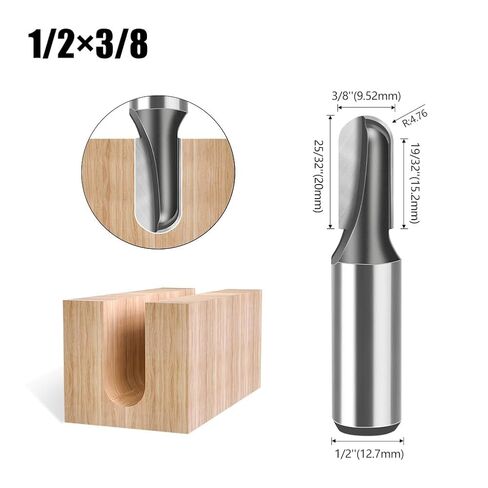 4PCS Round Nose Router Bits Core Box Router Bit Set with 1/2“ Shank Cutting Diameter:1/4" 5/16" 3/8" 3/4". in Kuwait
