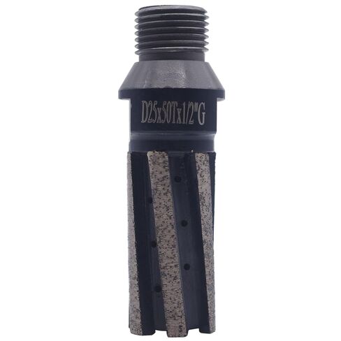 GRINCUTREX D25*50T CNC Diamond Finger Bit Segmented Counter Sink Drill Milling Cutter Router for Granite and Marble with 1/2 Gas Thread in Kuwait