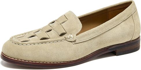BEAU TODAY Womens Suede Loafers, Woven Flats for Women, Slip On Comfortable Moccasin Toe Casual Dressy Walking Shoes for Office Work Driving in Kuwait
