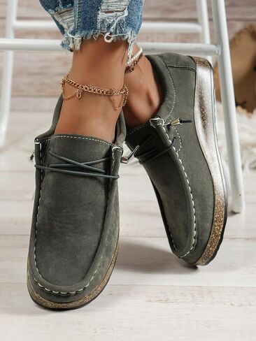 Women's Flats Bohemian Lace-Up Low-Top Colorful Painted Ethnic Shoes for Casual Spring Summer Daily Wear,Grey in Kuwait