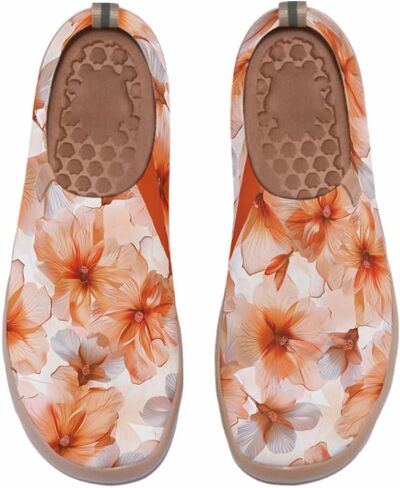 Women's Slip On Casual Loafers Walking Travel Sneakers Knit Art Painted Comfort Lightweight Shoes Beautiful Flowers in Kuwait