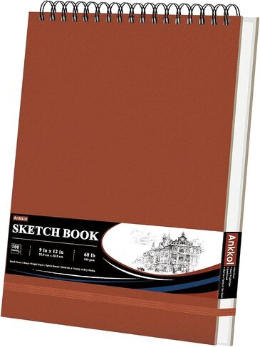 9" x 12" Sketch Book, Hardcover Sketchbook, 100 Sheets (68lb/100gsm) Top Spiral Bound Sketch Pad, Acid-Free Drawing Paper Pad, Art Supplies for Colored and Graphite Pencils, Charcoal & Soft Pastel in Saudi Arabia