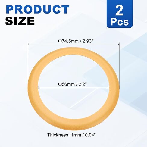 HARFINGTON 2pcs Air Compressor Compression Piston Ring 74.5mm OD 56mm ID 1.0mm Thickness Universal Air Compressor Replacement Piston Ring Seal for Air Pump Systems, Yellow in Kuwait