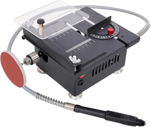 Mini Table Saw for Crafts, 100W Desktop Electric Saw Cutter Speed & Angle Adjustable 16MM Cutting Depth with Blade Flexible Shaft and More Accessories for Wood Plastic Acrylic Cutting, Portable in Kuwait