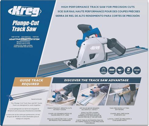 Kreg Adaptive Cutting System Plunge Cut Track Saw with 62" Guide Track & Connectors – Corded 12-Amp – Straight Splinter-Free Cuts in Plywood, Hardwood and Sheet Goods in Kuwait