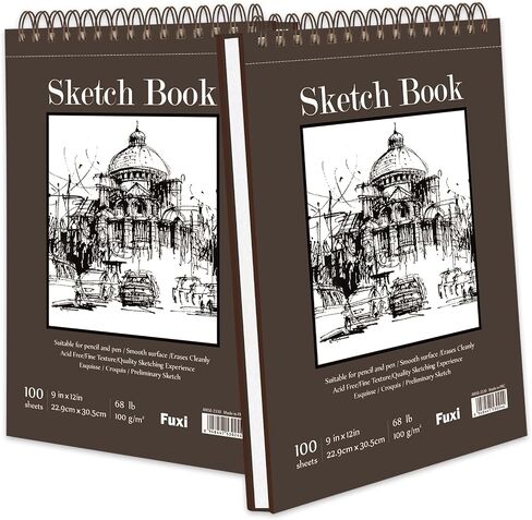 Fuxi 9" x 12" Sketch Book_Top Spiral Bound Sketchbook_100Sheets 68lb/100gsm in Kuwait