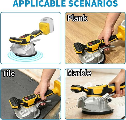 Cordless Tile Vibrator, 12 Speeds, 110LBS Suction, 4.92in Suction Cup, Compatible with Dewalt 20V Battery, Handheld Tiling Tool for Home & Pro Use, Tool Only in Kuwait