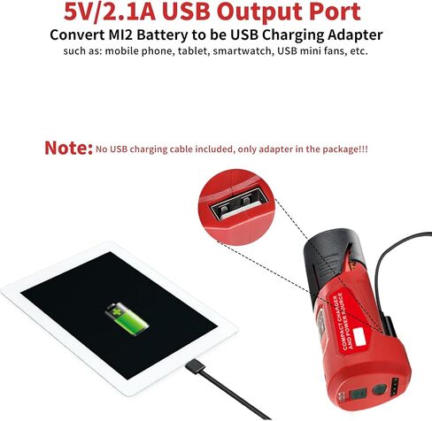 For M12 Battery Adapter, Replacement for Milwaukee 12V USB Power Source with USB Output for Mobile Phone, Type-C Input for M12 Battery Charger and DC Output for Milwaukee Heated Jacket Battery Adapter in Kuwait