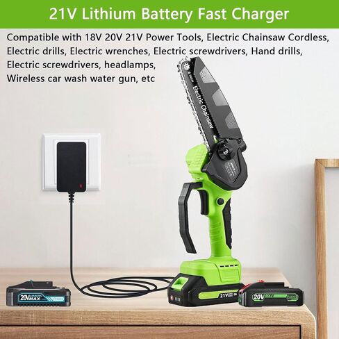 21V Battery Charger, Fast Charging for 20V/21V Lithium Battery Power Tools, Mini Chainsaw, Electric Drills, Wrenches, Screwdrivers, 6.6ft Charging Cord, Overload Protection in Kuwait