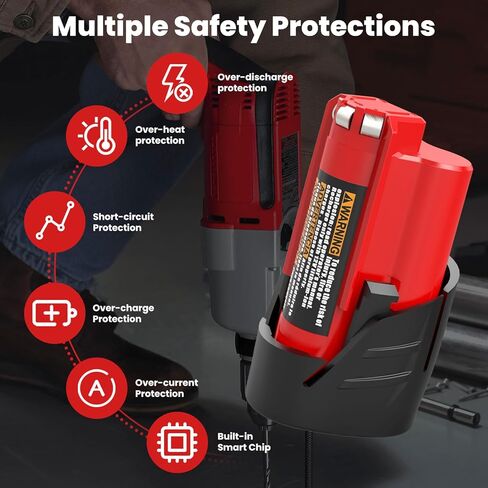 2Pack 4000mAh 12V Replacement for Milwaukee 12V Battery 48-11-2420 | Compatible with Milwaukee 12Volt Cordless Tools 48-11-2411 48-11-2440 Lithium ion Battery in Kuwait