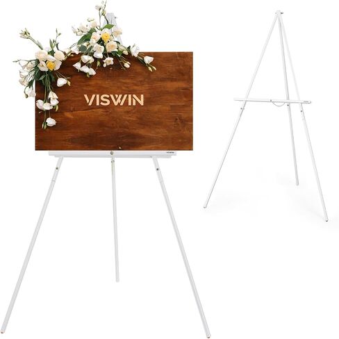 VISWIN Easels for Signs with Tray & Support Chain, 63" Easel Stand for Wedding Signs & Painting, Wooden Tripod Art Easel for Display, Foldable Painting Easel for Welcome Sign, Poster, Canvas - Black in Kuwait