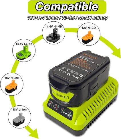 P117 18-Volt Rapid Charger Replace for Ryobi 12V-18V Battery One+ Lithium-Ion/NiCad/NiMh Battery P102 P108 P189 P197 P103 P105 P107 P190 P191 PBP002 PBP005 in Kuwait
