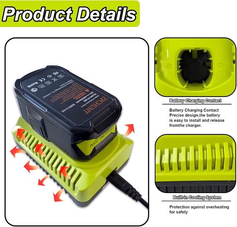 P117 18-Volt Rapid Charger Replace for Ryobi 12V-18V Battery One+ Lithium-Ion/NiCad/NiMh Battery P102 P108 P189 P197 P103 P105 P107 P190 P191 PBP002 PBP005 in Kuwait