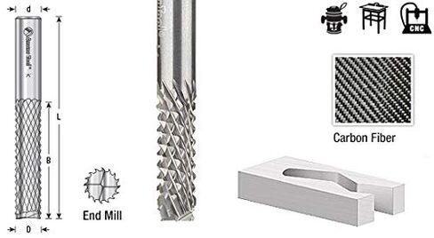 Amana Tool 46088 End Mill Point Diamond Pattern Composite Cutting 1/8 Dia x 1 Cut Height x 1/8 Shank x 2-1/2 Inch Long Ultra-Fine Router Bit in Kuwait