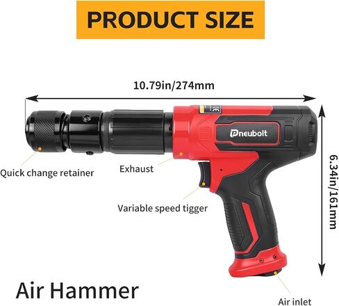 9PCS Heavy Duty Air Hammer Kit, 3530 BPM Pneumatic Hammer with 2-5/8" Stroke, Quick Change Chisel Set for Construction & Auto Repair in Kuwait