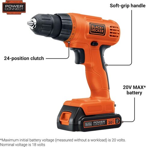 BLACK+DECKER LD120VA 20-Volt Max Lithium Drill/Driver with 30 Accessories (Renewed) in Kuwait
