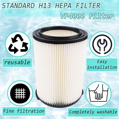2 Pack Replacement VF4000 Filter for Ridgid Shop Wet/Dry Vac Filter 5-20 Gallon, Standard H13 HEAP Wet/Dry Vacuum Rigid Shop Vac，Compatible with 6-9 Gal Husky Vac & Craftsman Shop Vac 17816 9-17816 in Kuwait