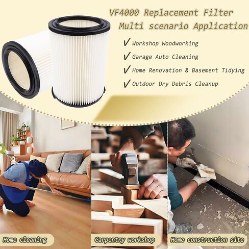 2 Pack Replacement VF4000 Filter for Ridgid Shop Wet/Dry Vac Filter 5-20 Gallon, Standard H13 HEAP Wet/Dry Vacuum Rigid Shop Vac，Compatible with 6-9 Gal Husky Vac & Craftsman Shop Vac 17816 9-17816 in Kuwait