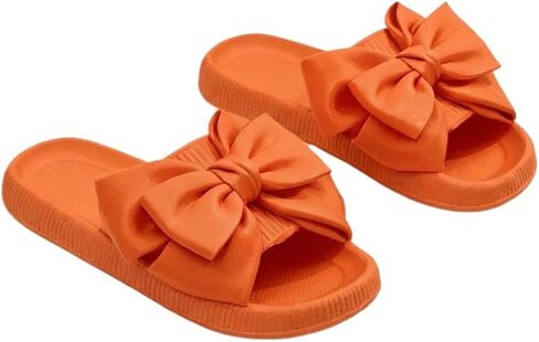 Women's Bow Slippers Thick Platform Cloud Slides Cute EVA Non-slip Indoor Outdoor Sandals Comfortable Cushioned Spa Shoes for Summer in Kuwait