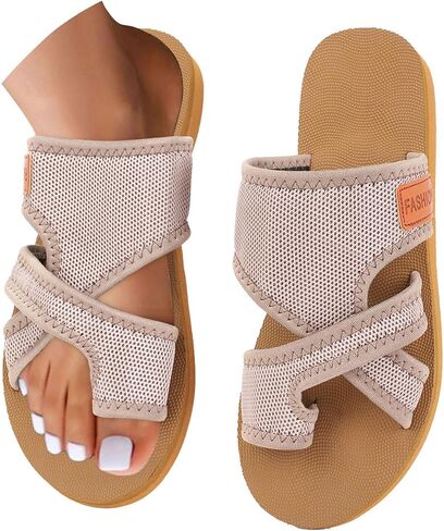 Womens Orthopedic Sandals Summer Dressy Casual Slip On Flip Flops Breathable Mesh Flats 2026 Beach Toe Ring Slippers in Kuwait
