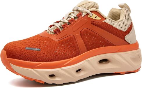 Womens Slip On Walking Shoes Cushion Running Tennis Shoes Non Slip Work Gym Fashion Sneakers Comfortable Workout Breathable Sports Athletic Shoe Size 7.5 D Orange in Kuwait