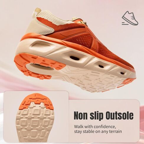 Womens Slip On Walking Shoes Cushion Running Tennis Shoes Non Slip Work Gym Fashion Sneakers Comfortable Workout Breathable Sports Athletic Shoe Size 7.5 D Orange in Kuwait
