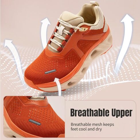 Womens Slip On Walking Shoes Cushion Running Tennis Shoes Non Slip Work Gym Fashion Sneakers Comfortable Workout Breathable Sports Athletic Shoe Size 7.5 D Orange in Kuwait