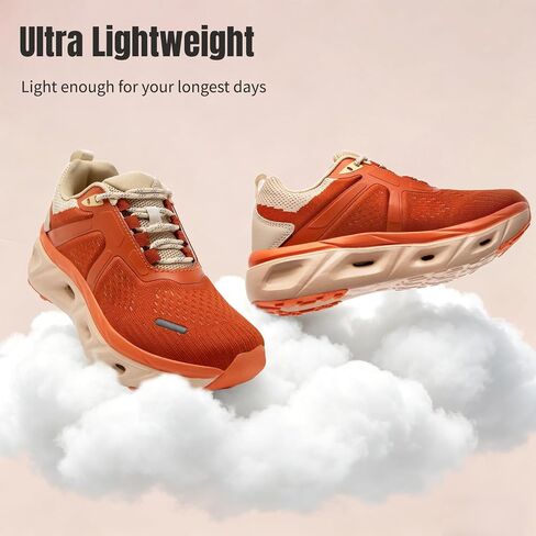 Womens Slip On Walking Shoes Cushion Running Tennis Shoes Non Slip Work Gym Fashion Sneakers Comfortable Workout Breathable Sports Athletic Shoe Size 7.5 D Orange in Kuwait
