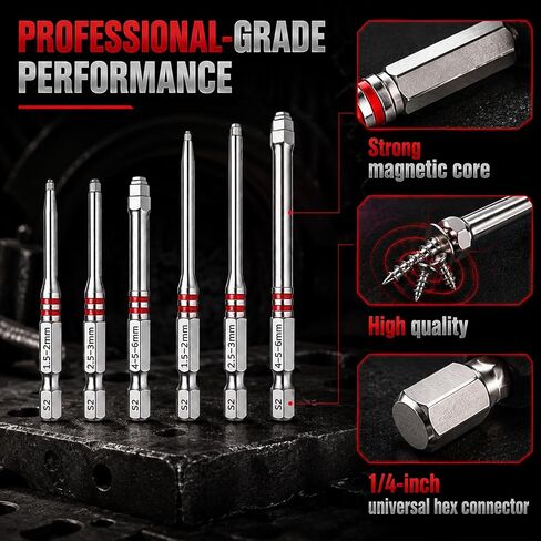 6 Piece Pagoda Shaped Drill Bit, step hex bit set, magnetic screwdriver bits, Pagoda Design, Suitable for Hexagonal Sizes of 1.5-2mm, 2.5-3 mm, 4-5-6 mm, for various sizes for electric drill wrenches in Saudi Arabia