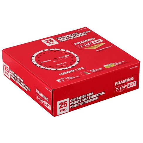 7-1/4" 24T Framing Circular Saw Blade Contractor Pack for Milwaukee(25 PK of 48-40-0720) in Kuwait