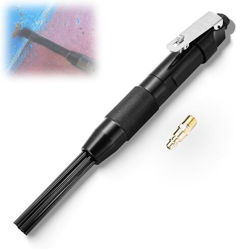 Air Powered Needle Scaler Pneumatic Rust Remover Tool | with 12 Needles, Compact Air Needle Scaler for Removing Rust Paint Weld Slag, 1/4" NPT Air Tool for Automotive Metal Cleaning in Kuwait