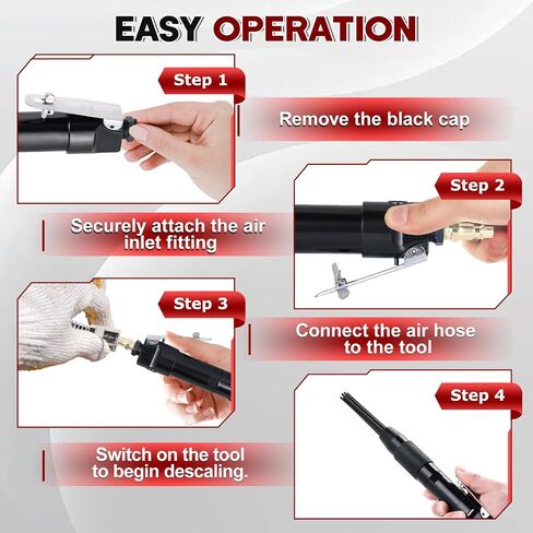 Air Powered Needle Scaler Pneumatic Rust Remover Tool | with 12 Needles, Compact Air Needle Scaler for Removing Rust Paint Weld Slag, 1/4" NPT Air Tool for Automotive Metal Cleaning in Kuwait