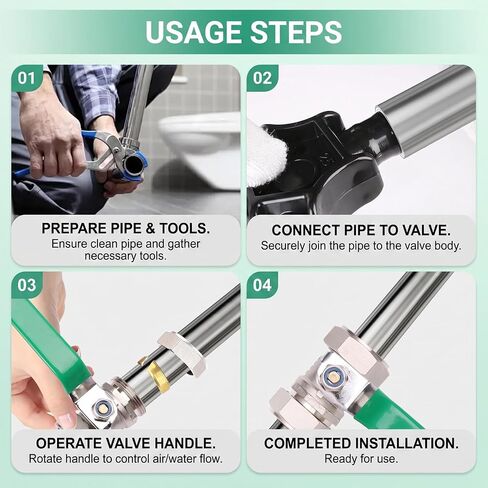 3/4" Air Line Ball Valve, Heavy-Duty Nickel-Plated Brass In-Line Shut-Off Valve, 200 PSI Leak-Proof Compression Fitting for Rapid Air Piping Systems & Shop Garage in Kuwait
