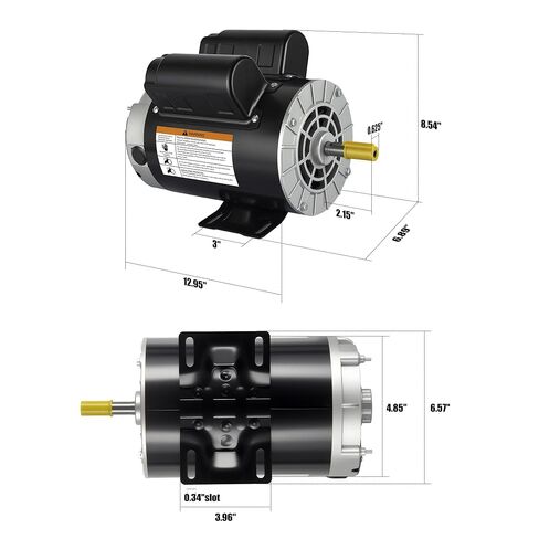 AZZUNO 2HP Air Compressor Electric Motor, 115V/230V, 17.3/8.7Amps, 56 Frame 3450RPM, 5/8" Keyed Shaft, 1.88" ShaftLength, Single Phase, CCW in Kuwait