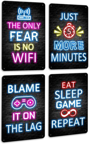 Video Gamer Room Metal Sign Decor for Teen Boys Gaming Wall Art Gamer Neon Sign Teenage Bedroom Decor Ready to Hang 12x8in in Saudi Arabia