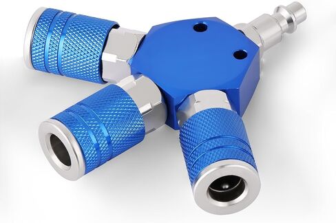 Air Manifold, 3-Way 1/4" NPT Air Compressor Manifold with Quick Connect Fittings, 3-Way Air Hose Fittings Splitter with 3pcs 1/4" NPT Couplers & 1pcs Plug for Air Compressor Fittings in Kuwait