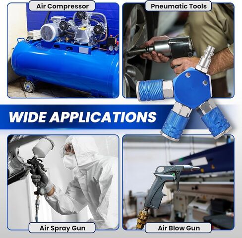 Air Manifold, 3-Way 1/4" NPT Air Compressor Manifold with Quick Connect Fittings, 3-Way Air Hose Fittings Splitter with 3pcs 1/4" NPT Couplers & 1pcs Plug for Air Compressor Fittings in Kuwait