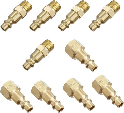 1/4 Inch Air Plug 10PCS Air Hose Connectors MNPT*5 FNPT*5 Air Plug Brass Connect Fitting Industrial Hose Quick Connect Fitting for Compressor in Kuwait