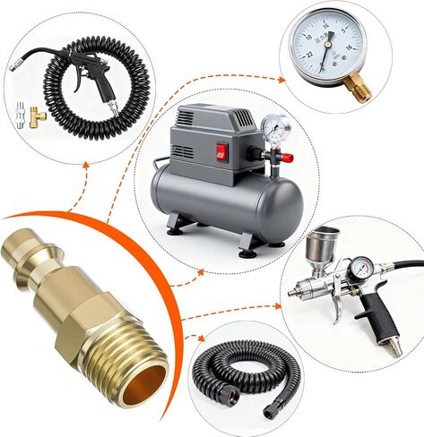 1/4 Inch Air Plug 10PCS Air Hose Connectors MNPT*5 FNPT*5 Air Plug Brass Connect Fitting Industrial Hose Quick Connect Fitting for Compressor in Kuwait