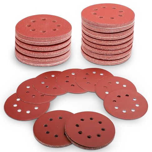 100 PCS 5 Inch Sanding Discs 180 Grit Hook and Loop Adhesive Round Sandpaper for Random Orbital Sander in Kuwait
