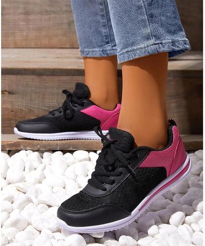 Bowling Shoes Women 2026 Lace-Up Arch Support Breathable Mesh Orthopedic Athletic Shoes Lightweight Non Slip Comfortable Workout Gym Sneaker Outdoor Running Walking Tennis Sneakers Spring Summer in Kuwait