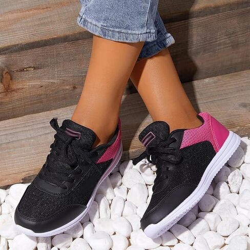 Bowling Shoes Women 2026 Lace-Up Arch Support Breathable Mesh Orthopedic Athletic Shoes Lightweight Non Slip Comfortable Workout Gym Sneaker Outdoor Running Walking Tennis Sneakers Spring Summer in Kuwait