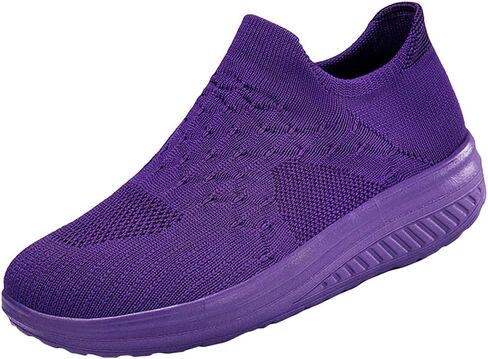 Rocker Bottom Shoes for Women, Wedge Sneakers Platform Slip on Sneakers Women Work Shoes Tennis Knit Mesh Comfortable Casual Breathable Sneakers in Kuwait