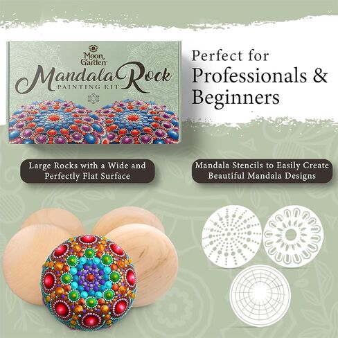 Mandala Rock Painting Kit - Mandala Dotting Tools Kit - Large Rocks for Painting, Mandala Stencils, Acrylic Paints, Dotting Tools for Painting Rocks - Mandala Dot Art Craft Kits for Adults and Kids in Saudi Arabia
